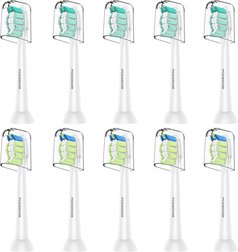 POSWEENR Replacement Toothbrush Heads Compatible with Philips Sonicare – Gentle & Effective Electric Tooth Brush Refill for Plaque Control, 10 Pack - Image 1